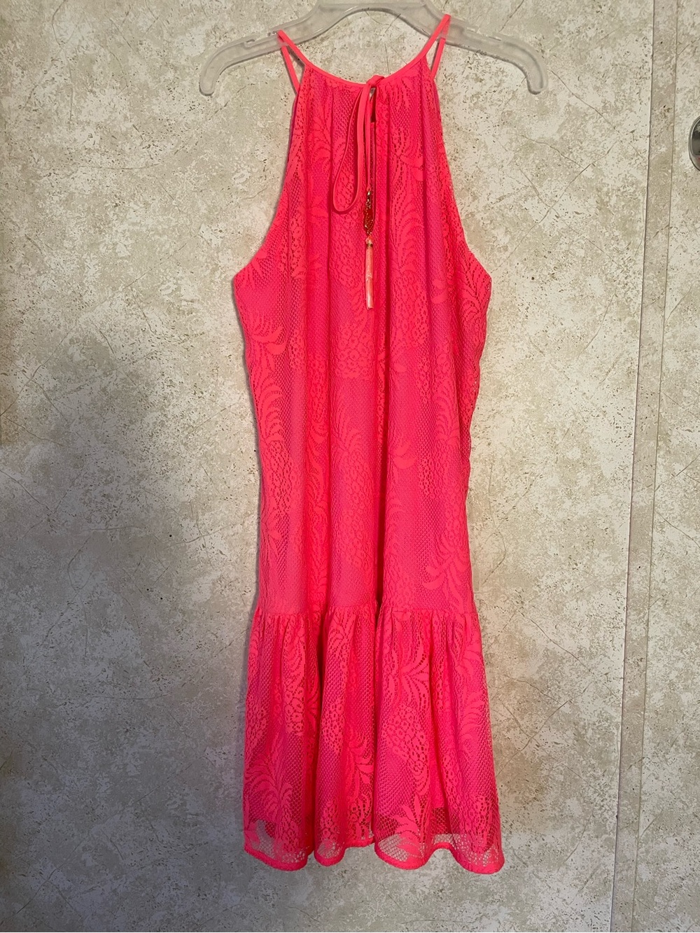 Lilly Pulitzer Neon Pink Lace Pineapple Print Tropical Halter midi Dress